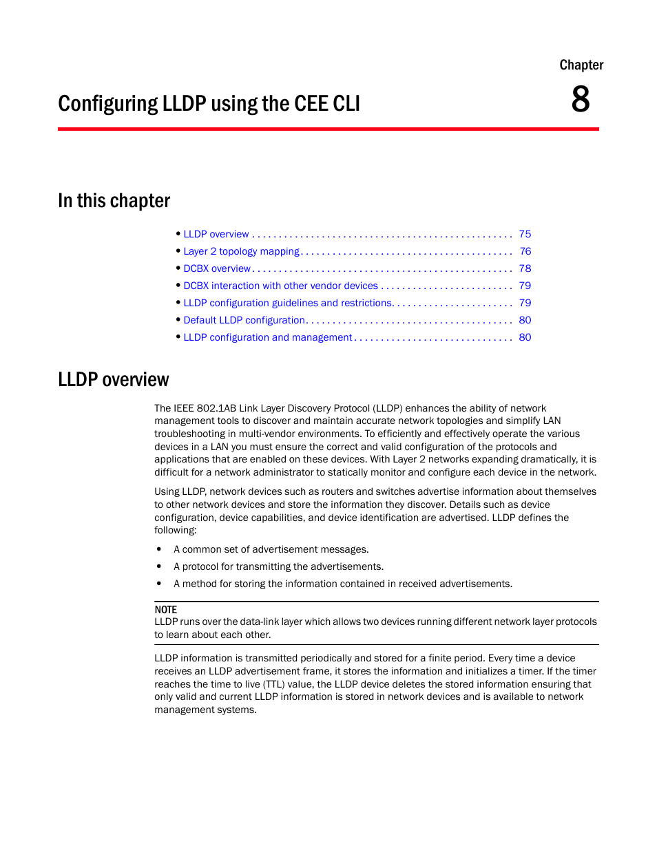Configuring lldp using the cee cli, In this chapter, Lldp overview | Chapter 8, Chapter 8, “configuring lldp using the cee cli | Dell POWEREDGE M1000E User Manual | Page 93 / 168