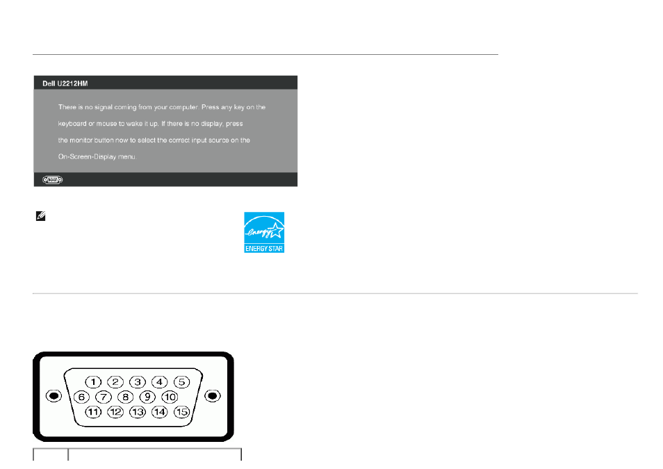 Pin assignments | Dell U2212HM Monitor User Manual | Page 14 / 48