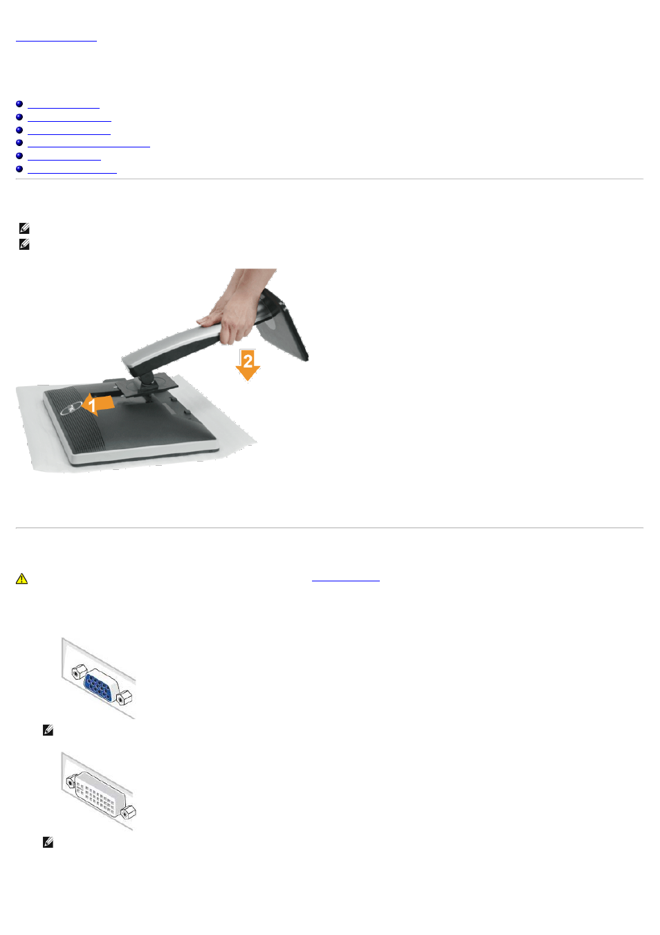 Setting up the monitor, Attaching the stand, Connecting the monitor | Dell U2212HM Monitor User Manual | Page 20 / 48