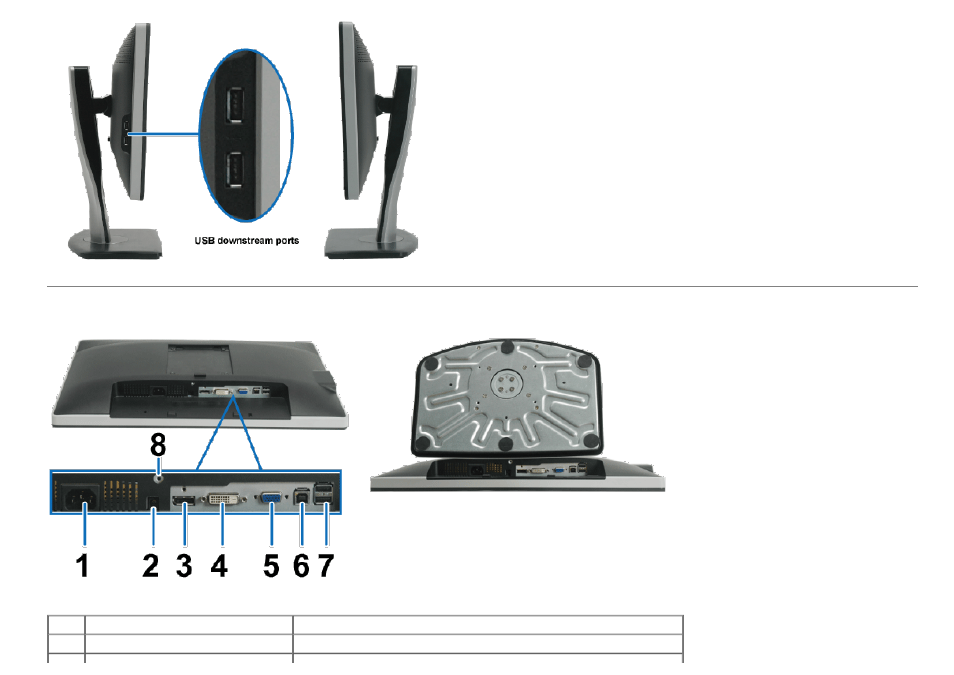 Bottom view | Dell U2212HM Monitor User Manual | Page 9 / 48