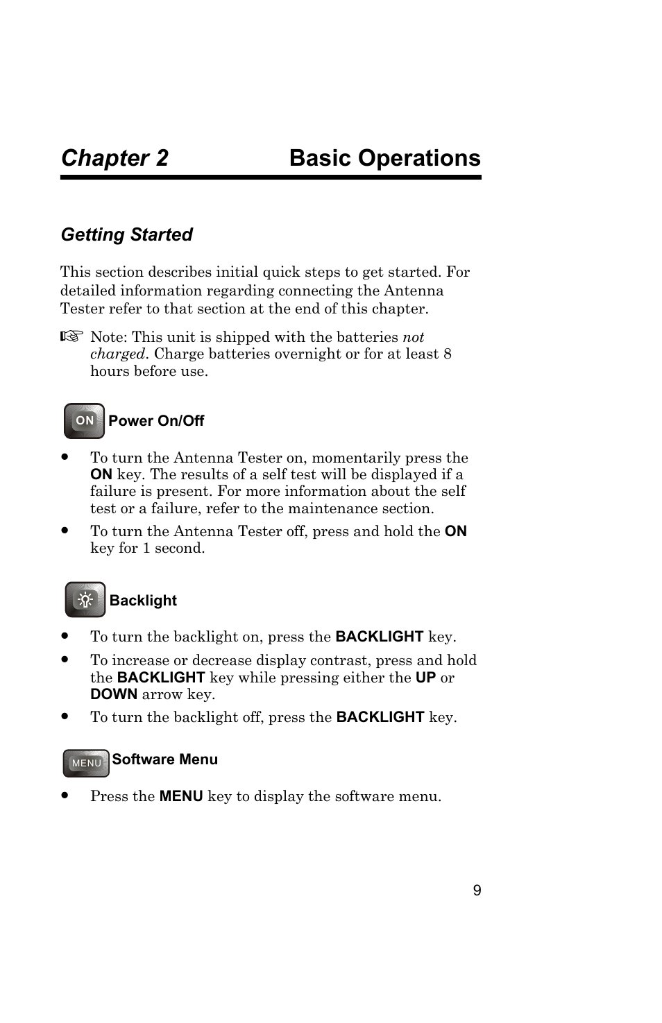 Chapter 2 basic operations, Getting started, Basic operations | Bird Technologies AT-400 User Manual | Page 21 / 57