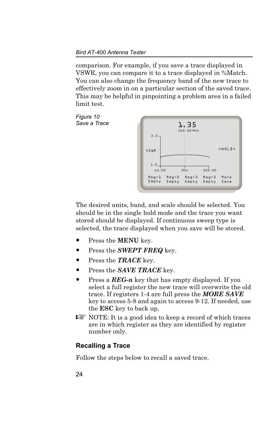 Figure 10 save a trace | Bird Technologies AT-400 User Manual | Page 36 / 57