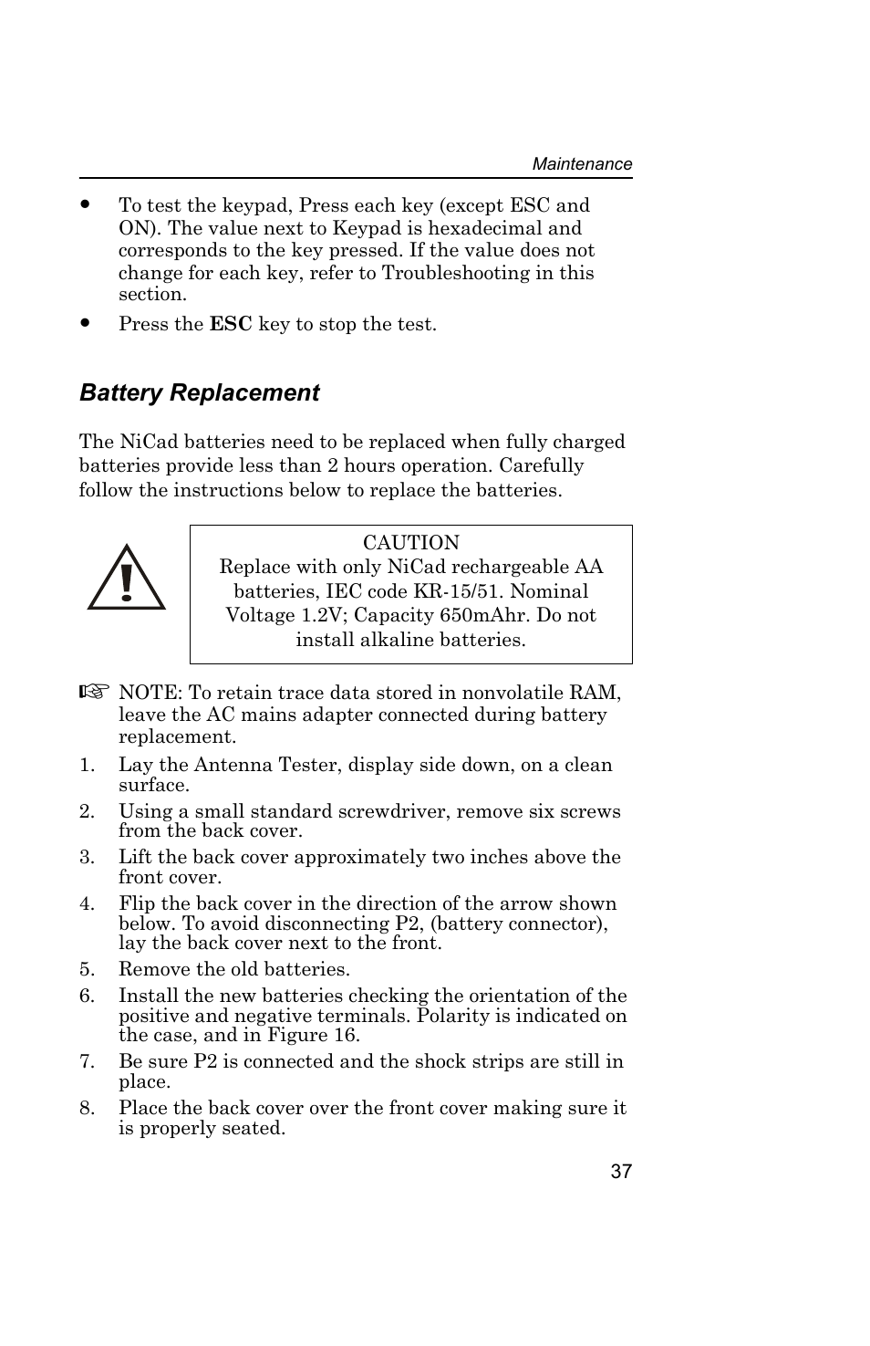 Battery replacement | Bird Technologies AT-400 User Manual | Page 49 / 57