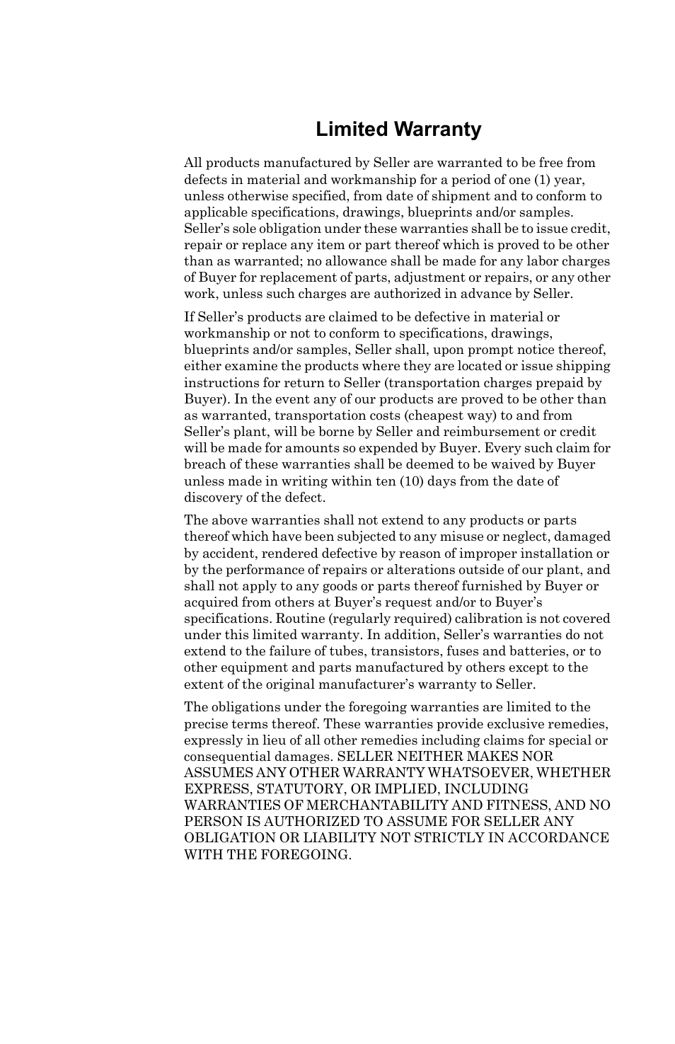 Limited warranty | Bird Technologies AT-400 User Manual | Page 57 / 57