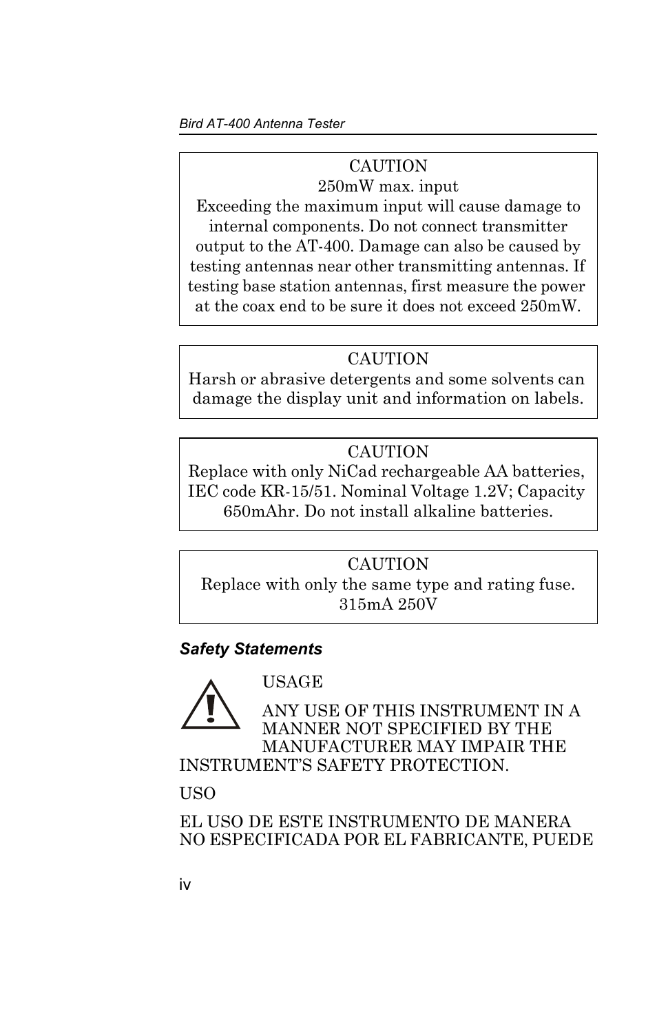 Bird Technologies AT-400 User Manual | Page 6 / 57