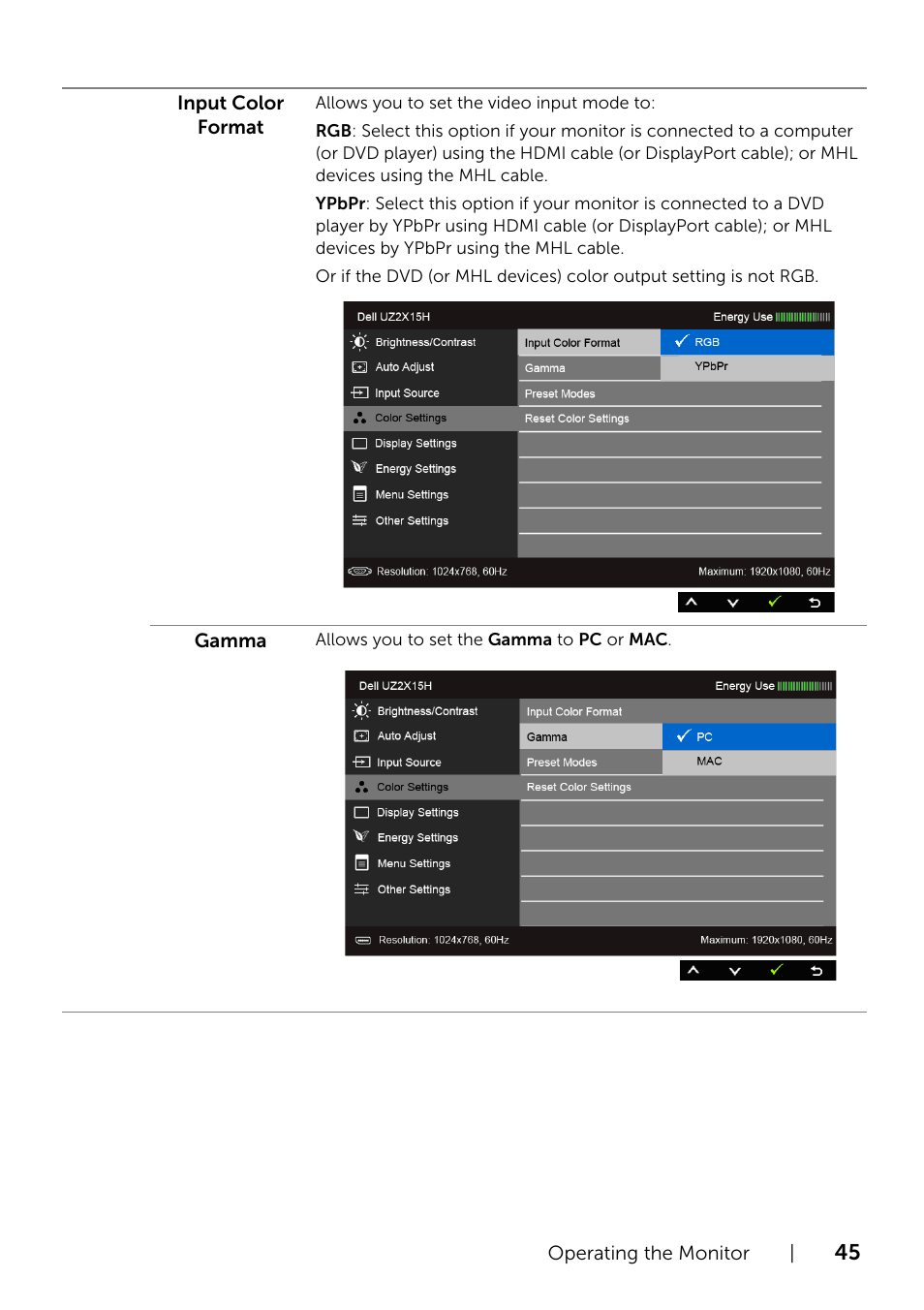 Dell UZ2215H Monitor User Manual | Page 45 / 69
