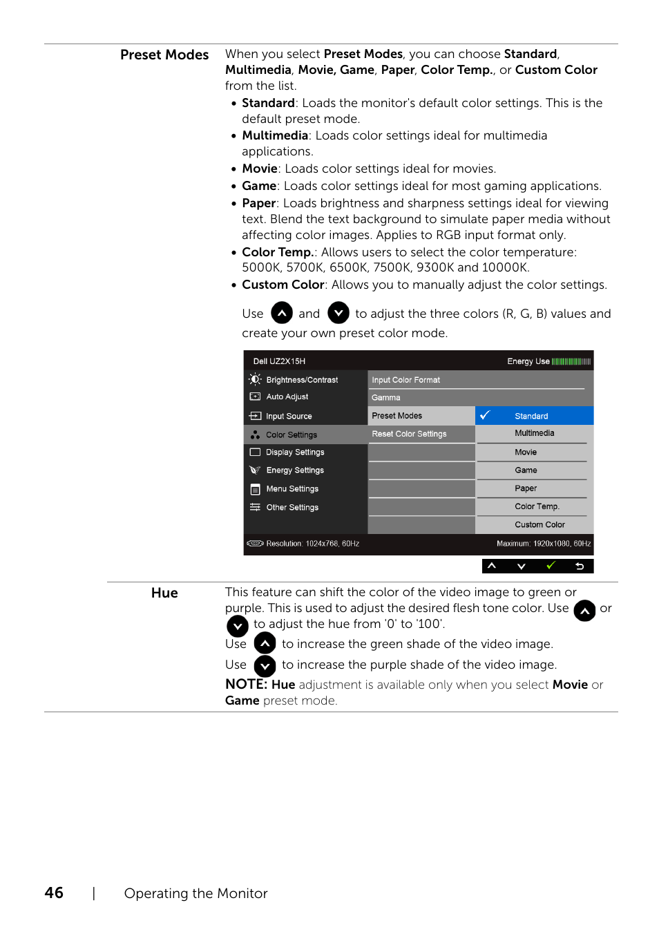 Dell UZ2215H Monitor User Manual | Page 46 / 69