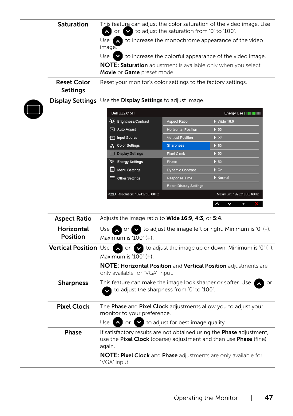 Dell UZ2215H Monitor User Manual | Page 47 / 69