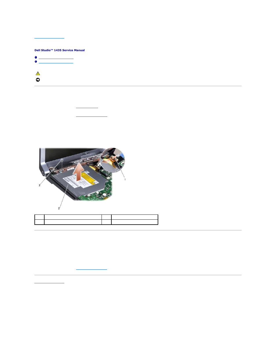 Optical drive, Removing the optical drive, Replacing the optical drive | Dell Studio 1435 (Late 2008) User Manual | Page 33 / 41