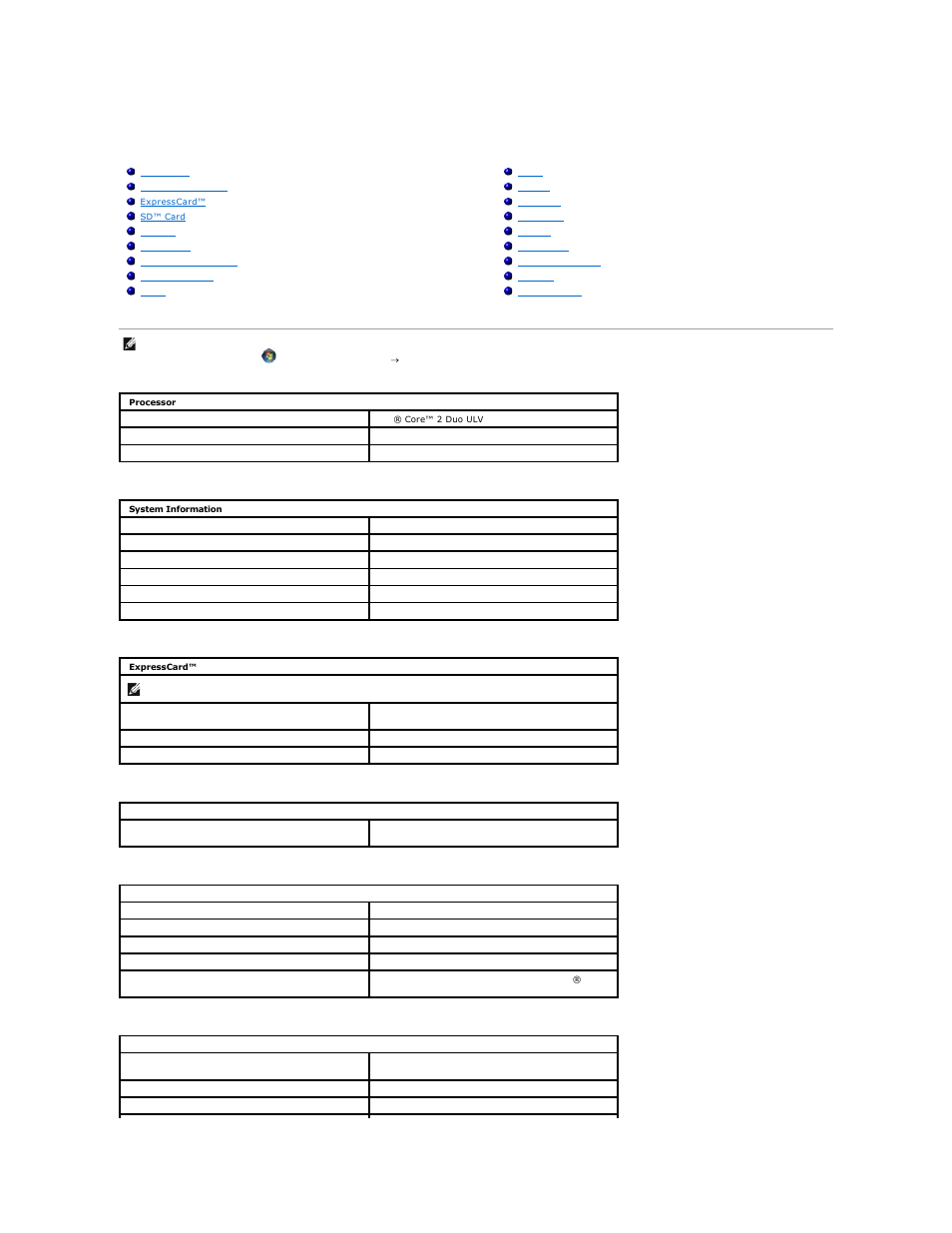 Specifications | Dell Latitude XT2 (Early 2009) User Manual | Page 15 / 85