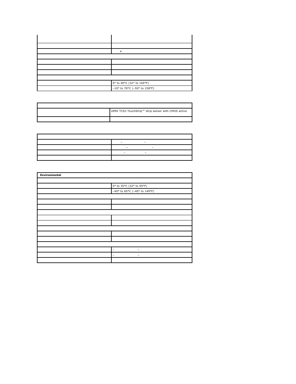 Fingerprint reader, Physical, Environmental | Dell Latitude XT2 (Early 2009) User Manual | Page 18 / 85