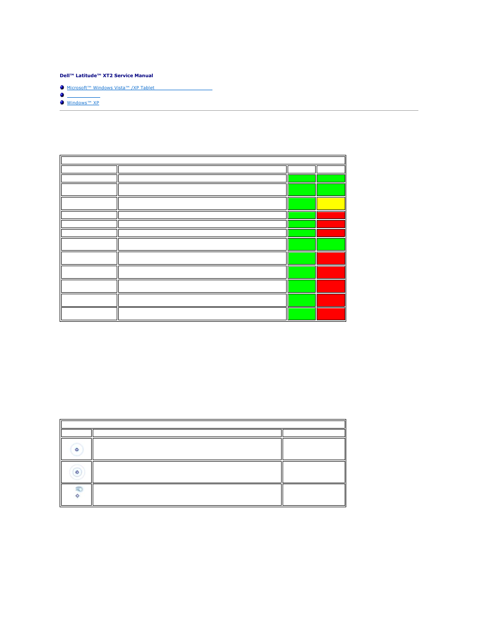 Tablet-pc interface, Windows vista/xp tablet-pc interface comparison, Windows vista | Pen usage | Dell Latitude XT2 (Early 2009) User Manual | Page 20 / 85