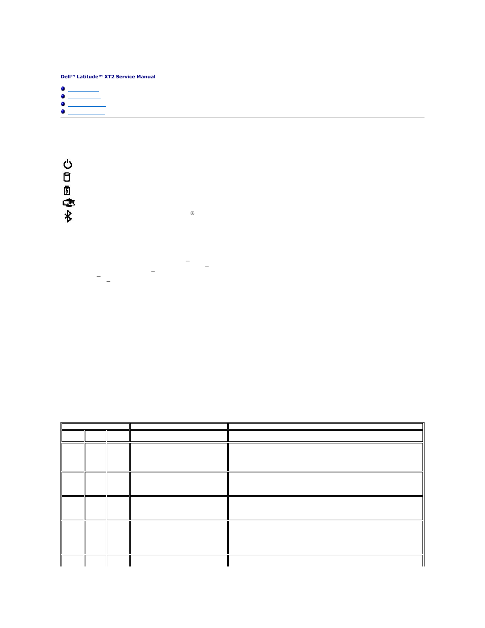 Diagnostics, Device status leds, Keyboard status leds | Led error codes, Battery status | Dell Latitude XT2 (Early 2009) User Manual | Page 3 / 85