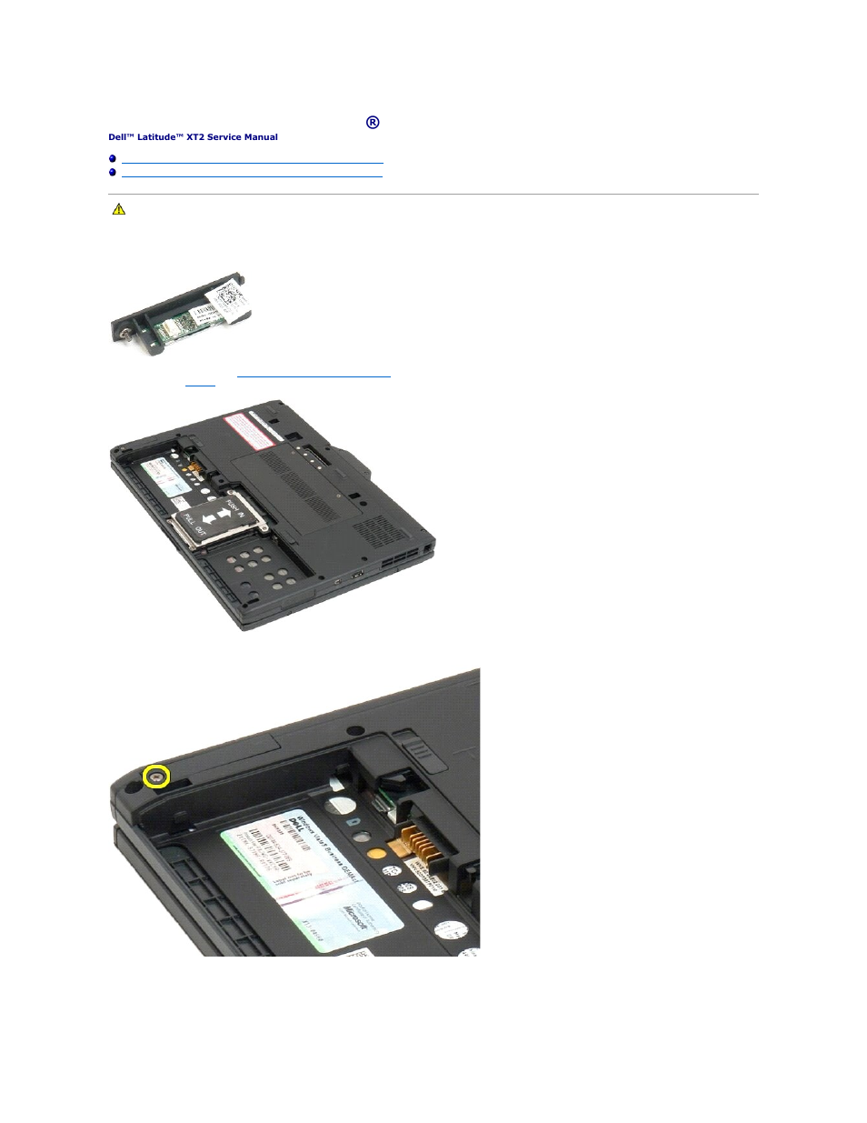 Internal card with bluetooth® wireless technology | Dell Latitude XT2 (Early 2009) User Manual | Page 39 / 85