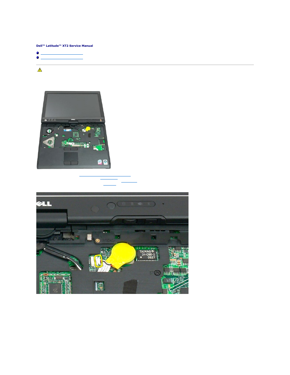 Coin-cell battery, Removing the coin-cell battery | Dell Latitude XT2 (Early 2009) User Manual | Page 42 / 85