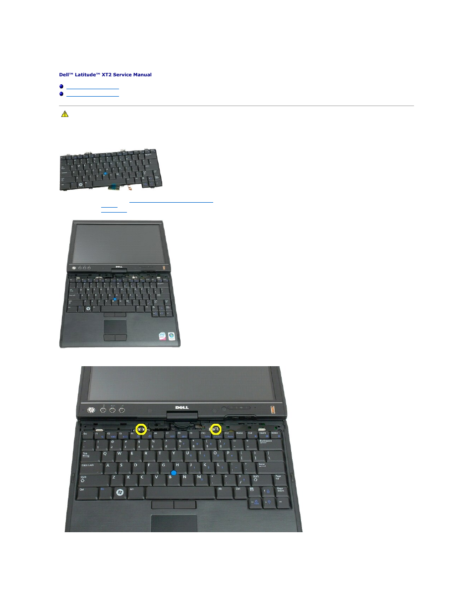 Keyboard, Removing the keyboard | Dell Latitude XT2 (Early 2009) User Manual | Page 53 / 85