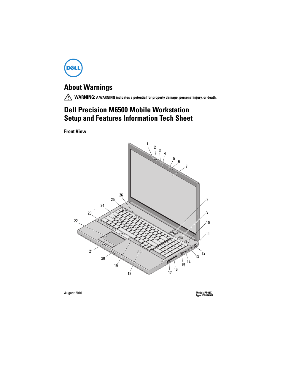 Dell Precision M6500 (Late 2009) User Manual | 8 pages