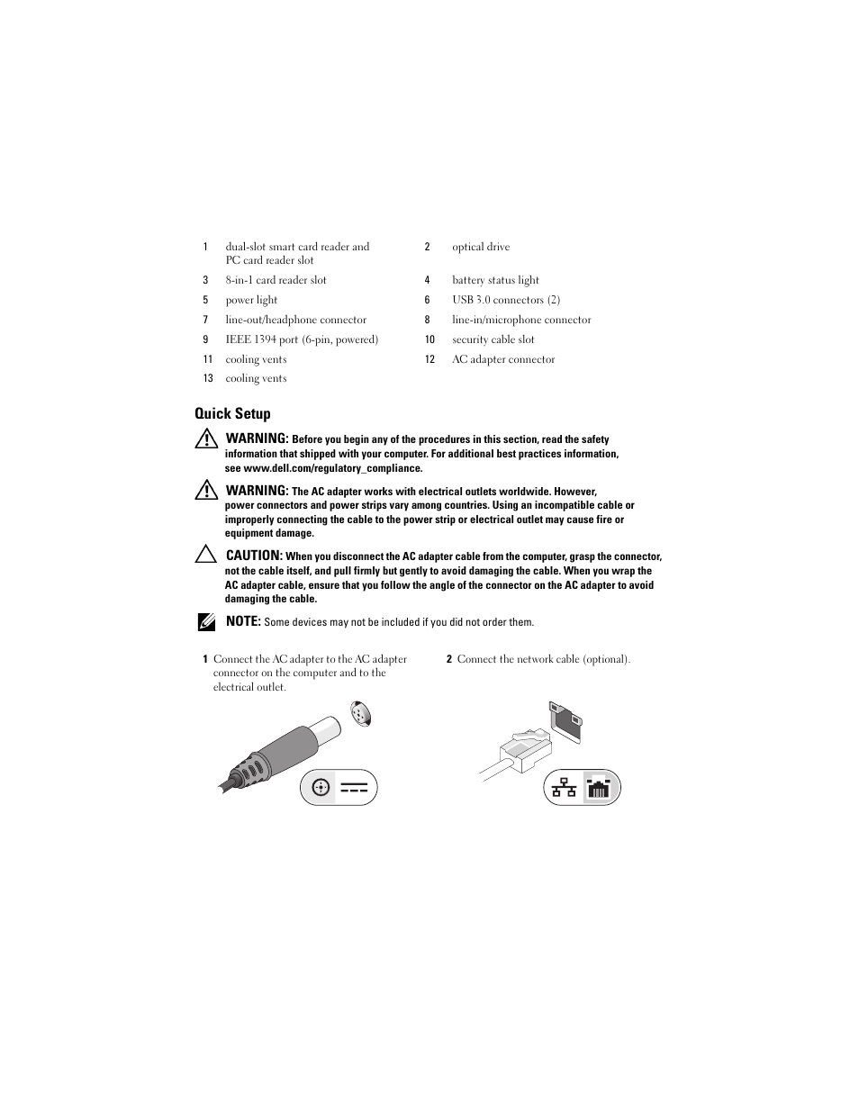 Quick setup | Dell Precision M6500 (Late 2009) User Manual | Page 3 / 8