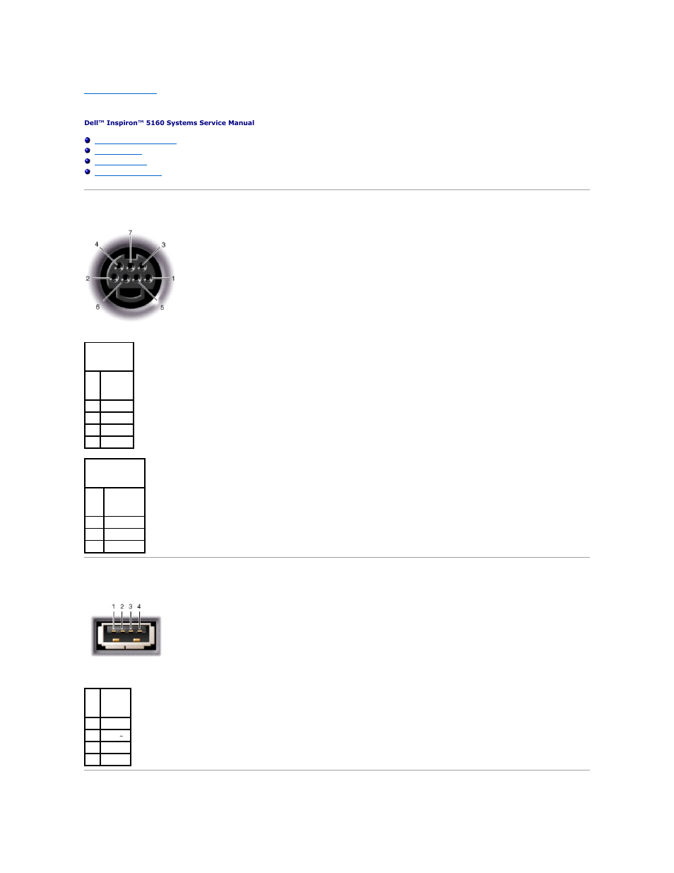 Pinout assignments for i/o connectors, S-video tv-out connector, Usb connector | Dell Inspiron 5160 User Manual | Page 25 / 42