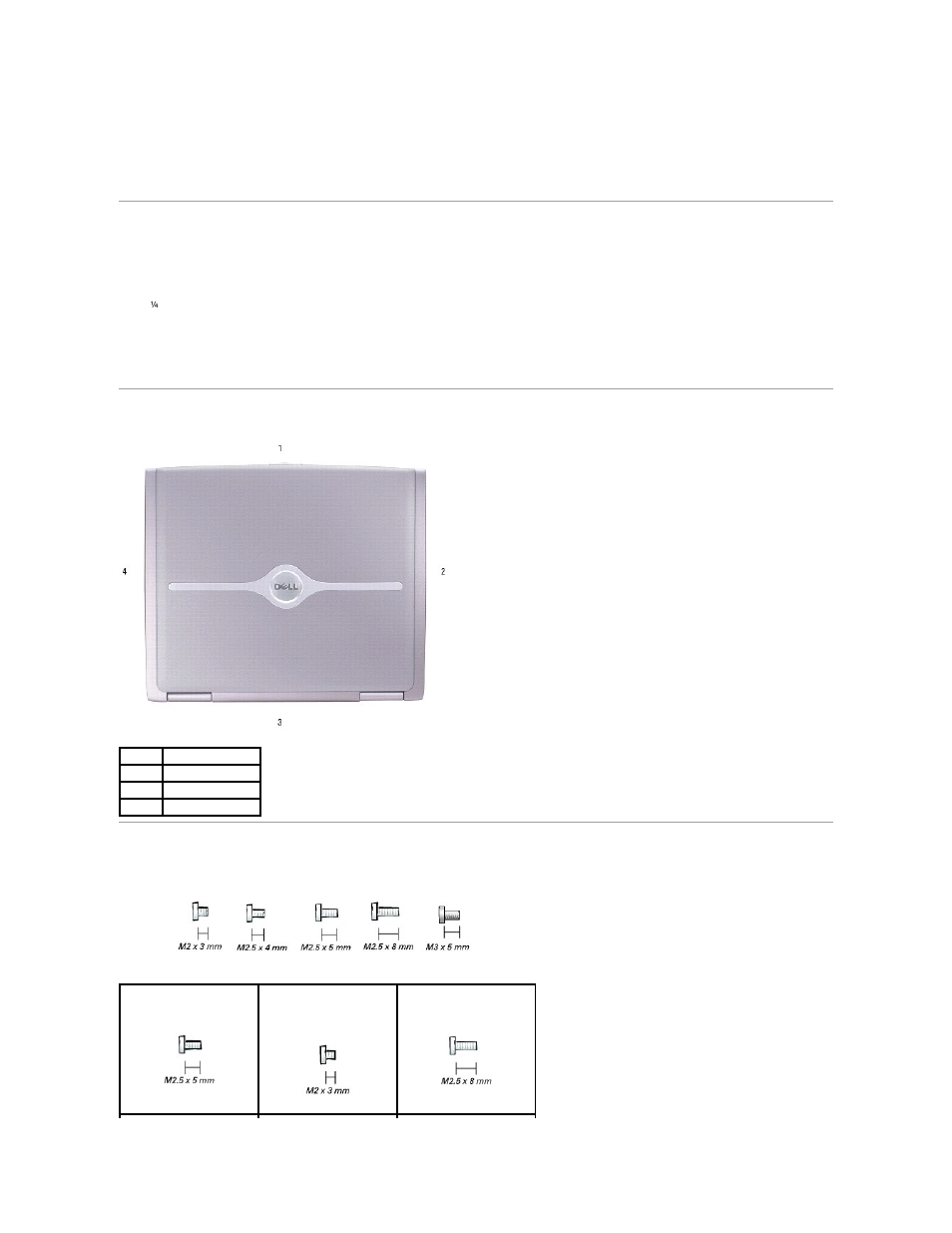 Recommended tools, Computer orientation, Screw identification | Dell Inspiron 5160 User Manual | Page 4 / 42