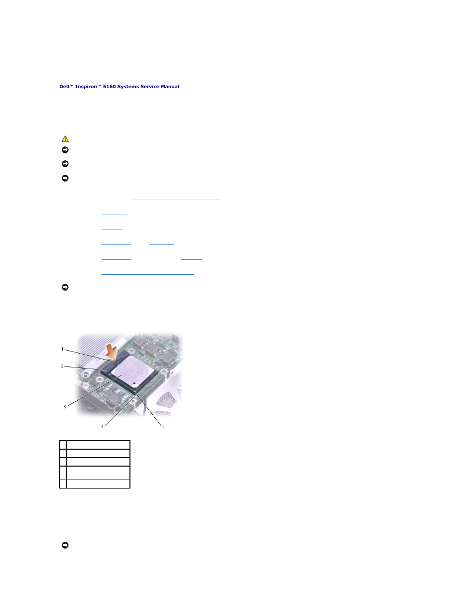 Microprocessor module, Removing the microprocessor module, Installing the microprocessor module | Dell Inspiron 5160 User Manual | Page 7 / 42