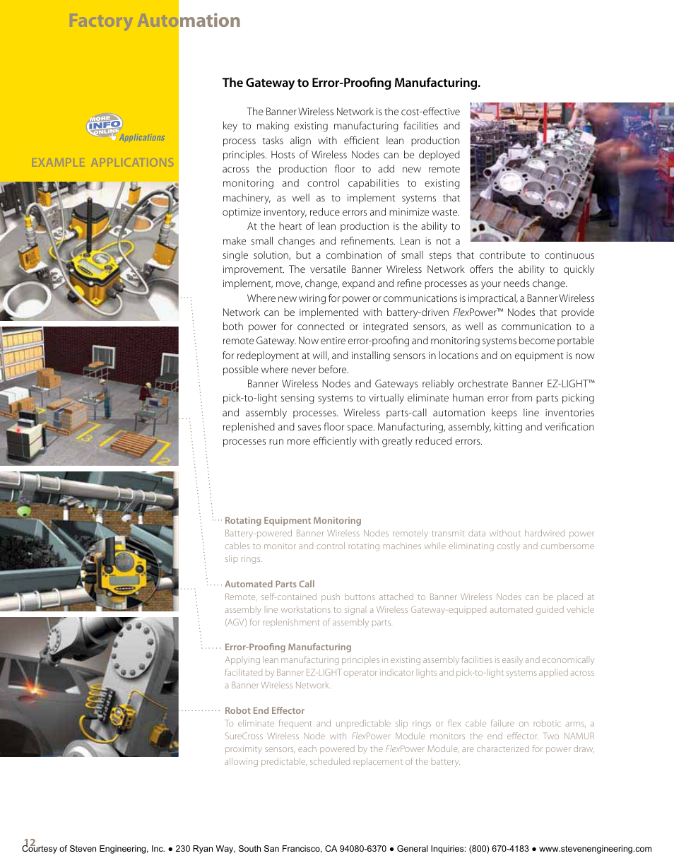 Factory automation | Banner American Products Wireless Network User Manual | Page 12 / 32