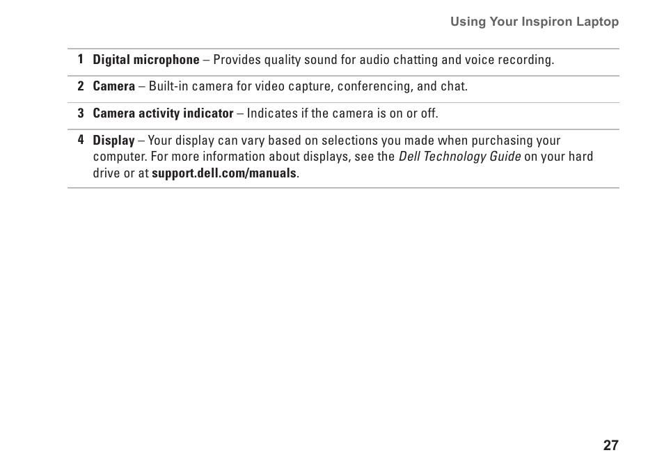 Dell Inspiron 13 (1370, Late 2009) User Manual | Page 29 / 78
