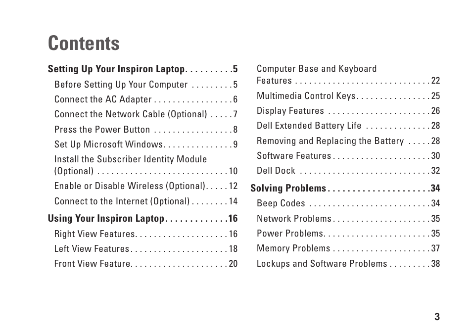 Dell Inspiron 13 (1370, Late 2009) User Manual | Page 5 / 78