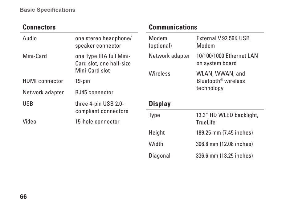 Dell Inspiron 13 (1370, Late 2009) User Manual | Page 68 / 78