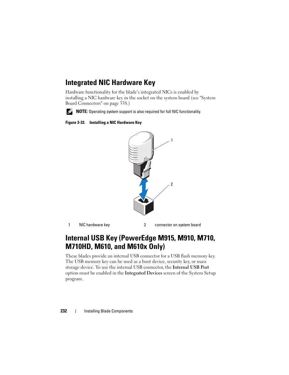 Integrated nic hardware key | Dell PowerEdge M610x User Manual | Page 232 / 368