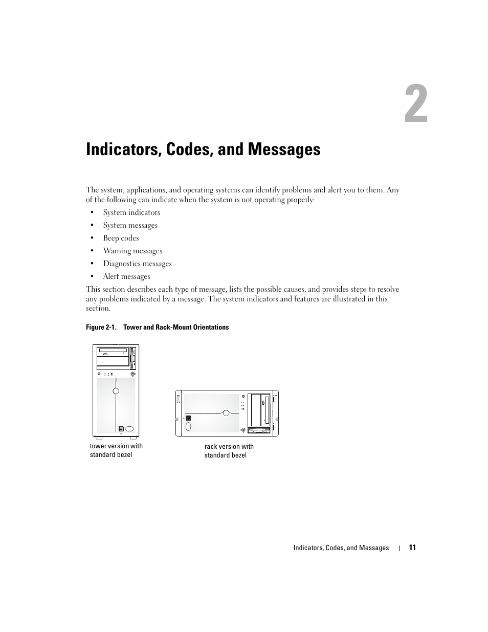 Indicators, codes, and messages, 2 indicators, codes, and messages | Dell PowerEdge 1800 User Manual | Page 11 / 160