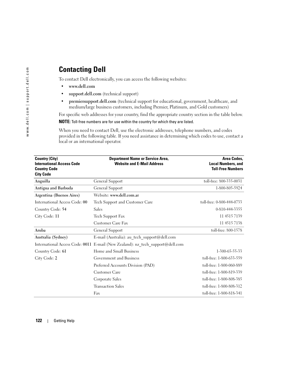 Contacting dell | Dell PowerEdge 1800 User Manual | Page 122 / 160