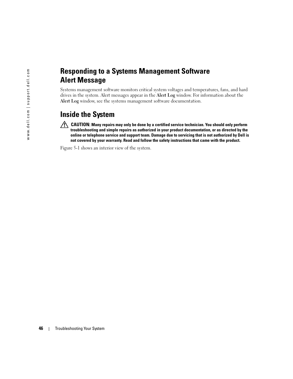 Inside the system | Dell PowerEdge 1800 User Manual | Page 46 / 160