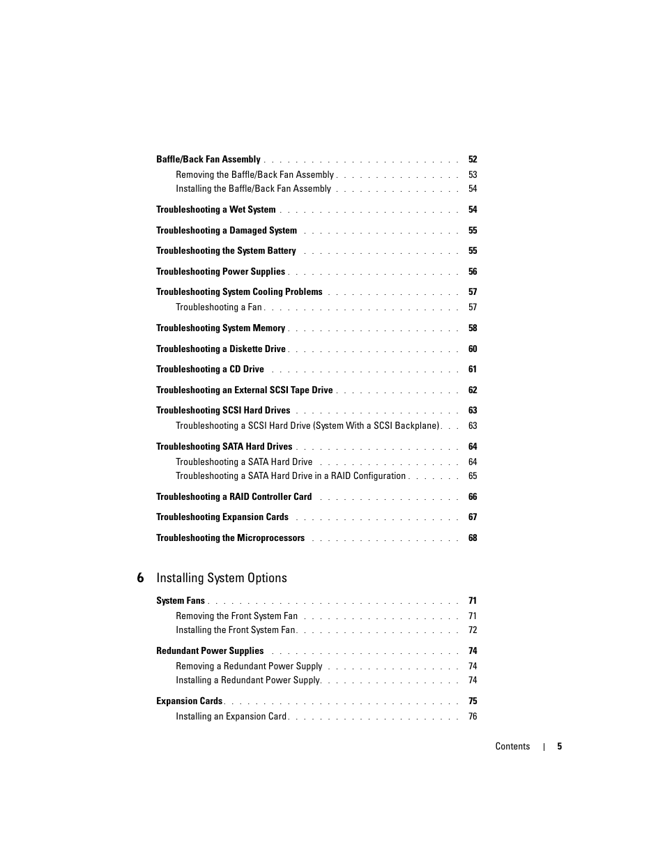 6 installing system options | Dell PowerEdge 1800 User Manual | Page 5 / 160