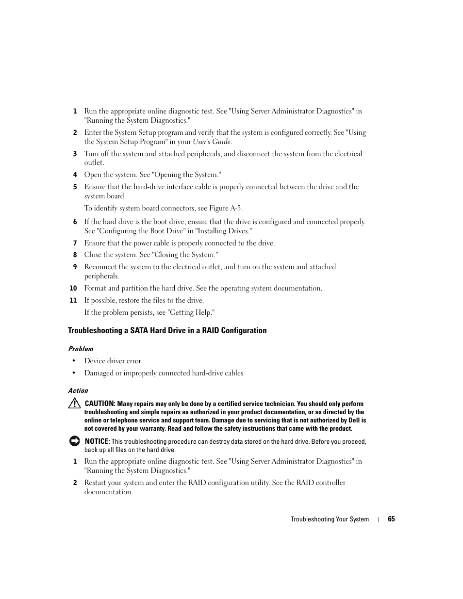 Raid configuration | Dell PowerEdge 1800 User Manual | Page 65 / 160