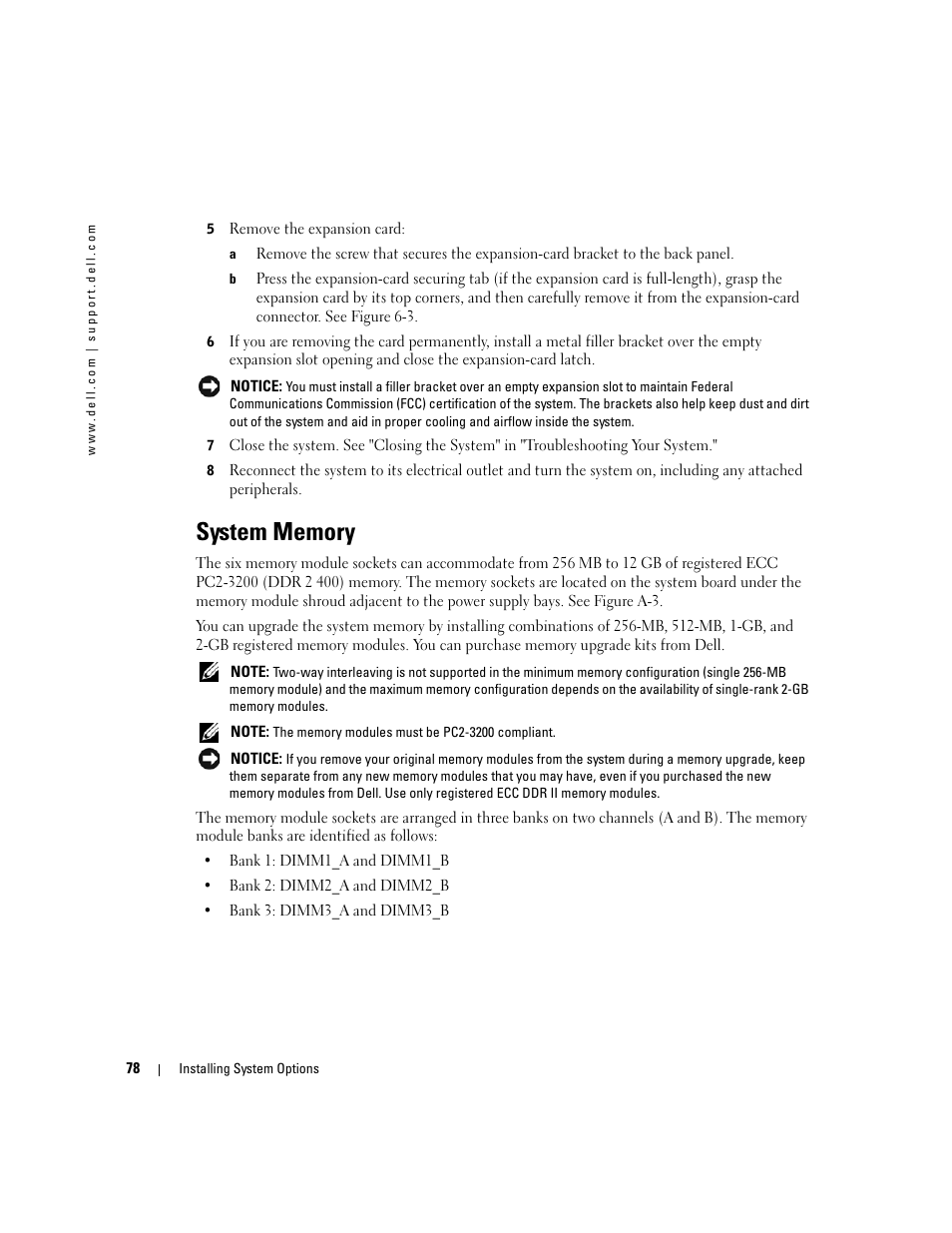 System memory, See "system memory" in | Dell PowerEdge 1800 User Manual | Page 78 / 160
