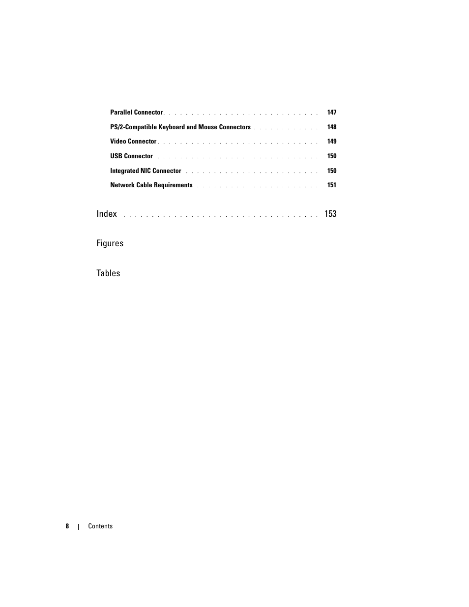 Index, 153 figures tables | Dell PowerEdge 1800 User Manual | Page 8 / 160