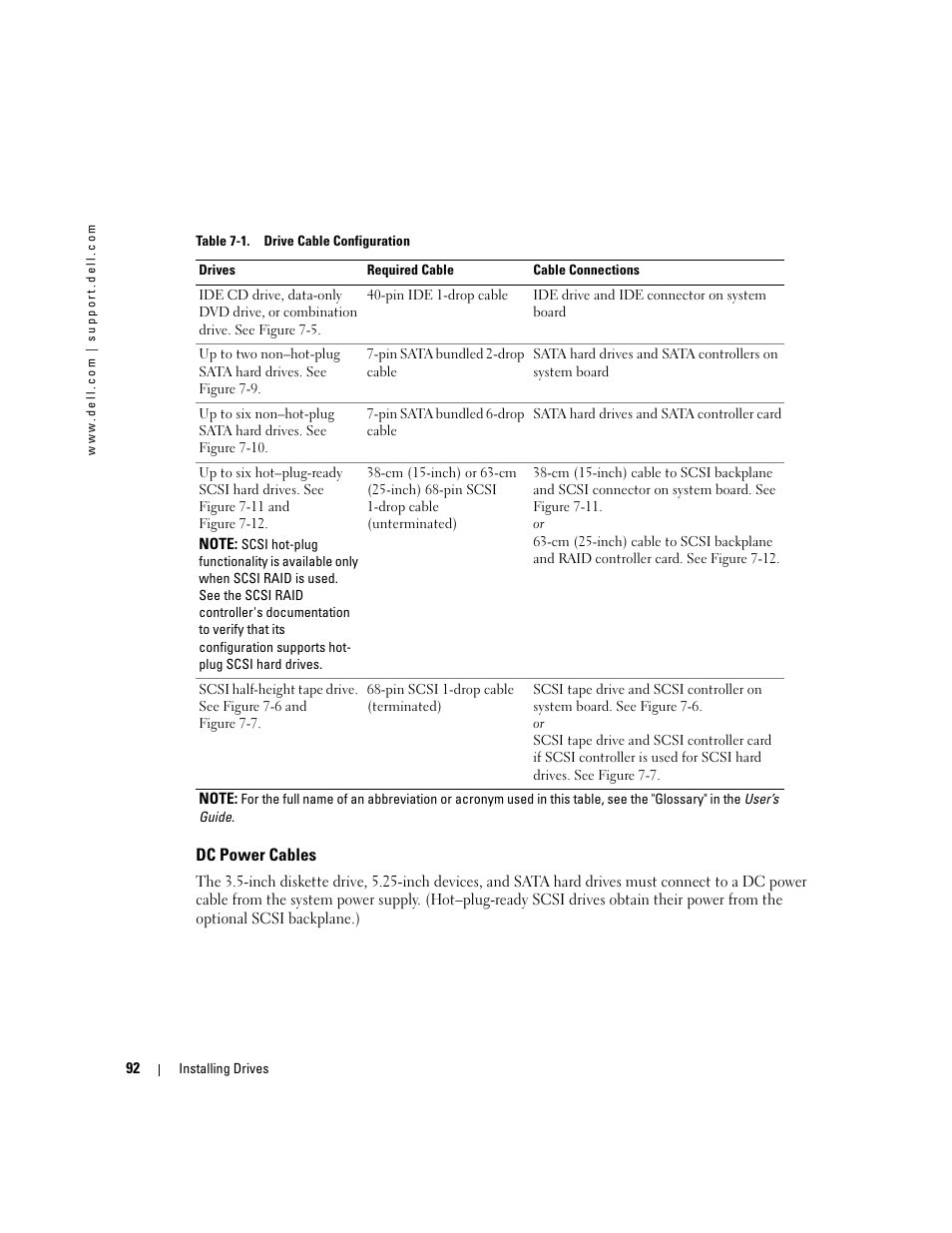 Dc power cables | Dell PowerEdge 1800 User Manual | Page 92 / 160