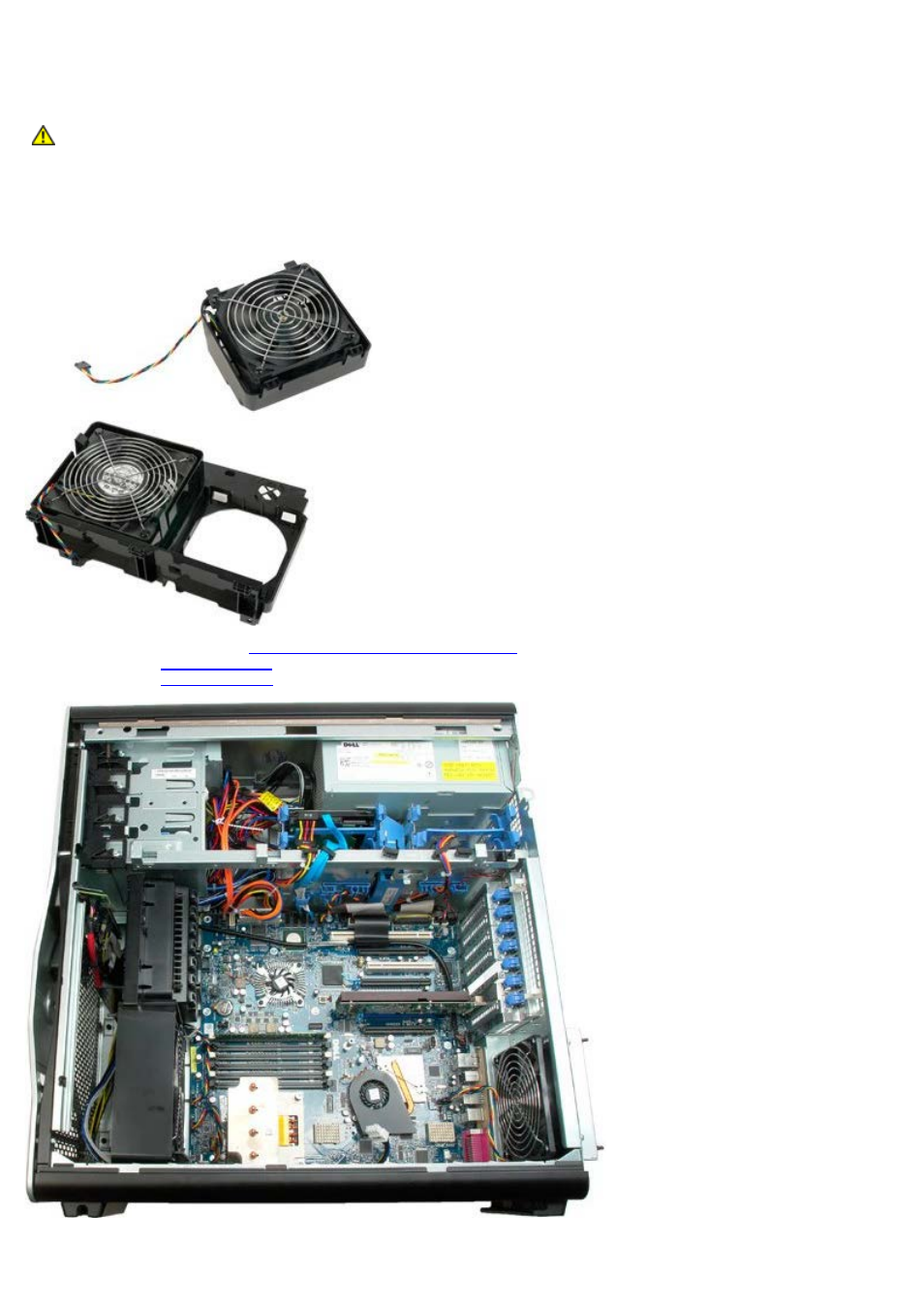 Front fan assembly, Removing the front fan assembly | Dell Precision T7500 (Early 2009) User Manual | Page 39 / 108