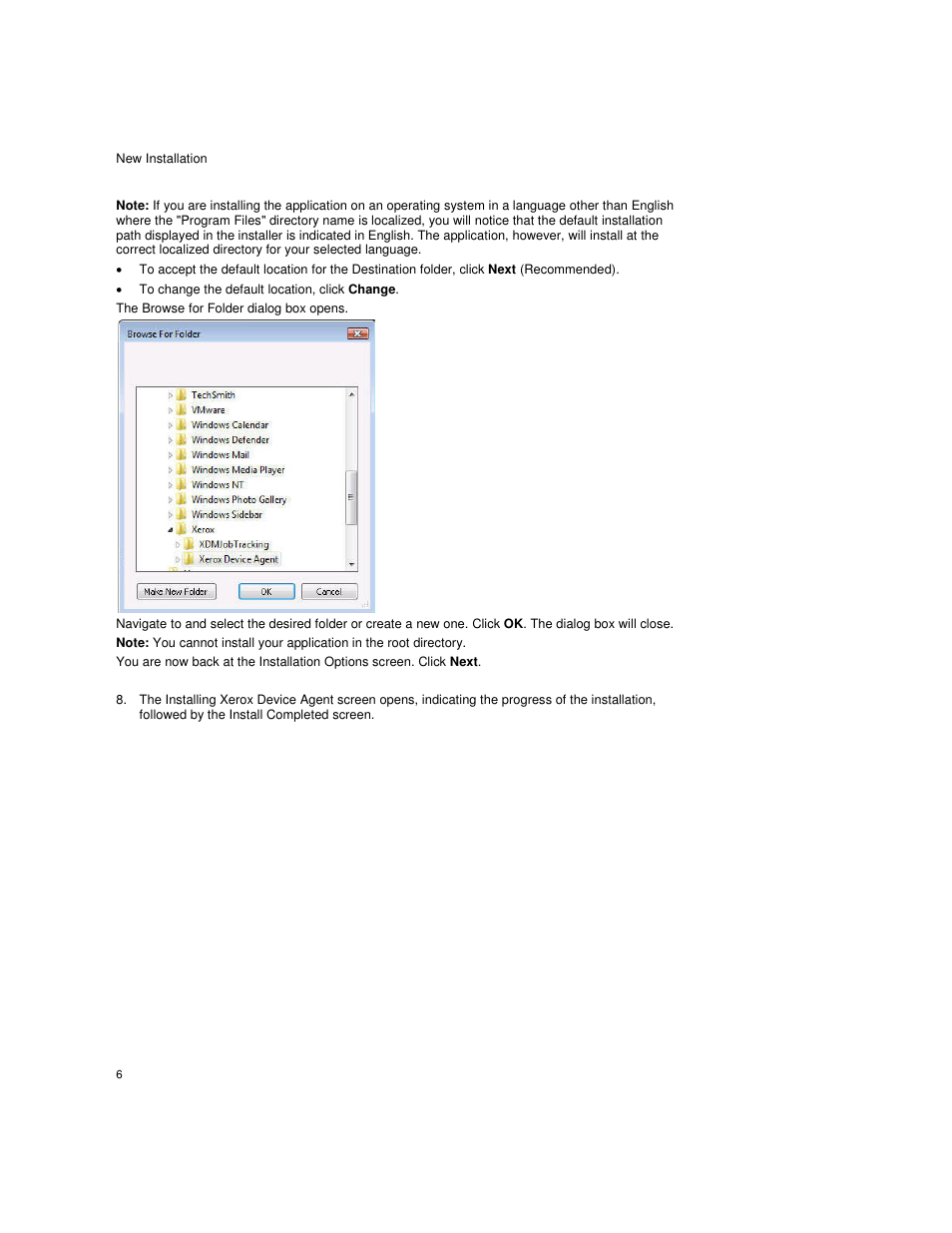 To change the default location, click change, The browse for folder dialog box opens | Dell Print Page Services User Manual | Page 10 / 92