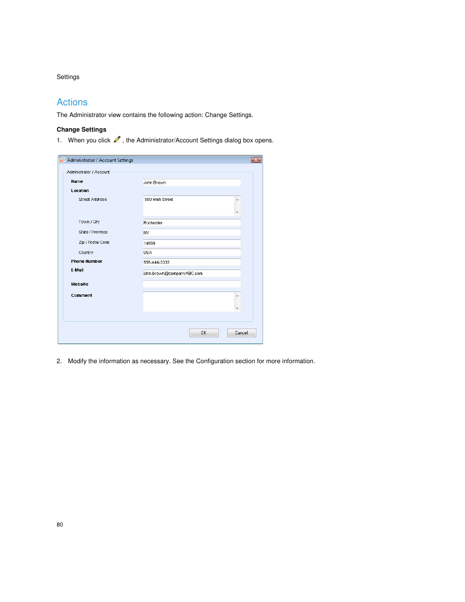 Actions, Change settings, Languages | Dell Print Page Services User Manual | Page 84 / 92