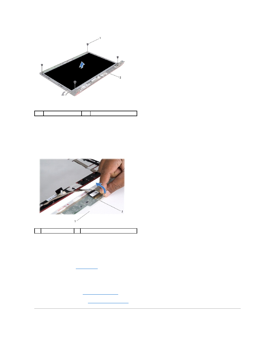 Display panel bracket, Replacing the display panel | Dell Studio 1458 (Early 2010) User Manual | Page 23 / 47