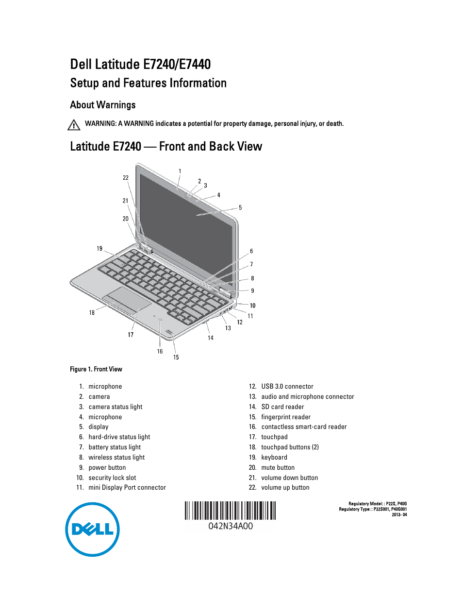 Dell Latitude E7440 (Mid 2013) User Manual | 7 pages