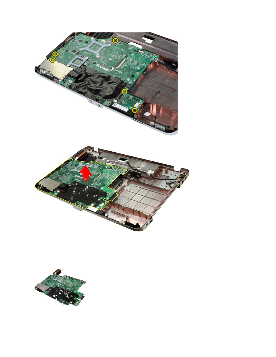 Vostro 1015, Replacing the system board, Removing the system board | Dell Vostro 1015 (Mid 2009) User Manual | Page 42 / 76