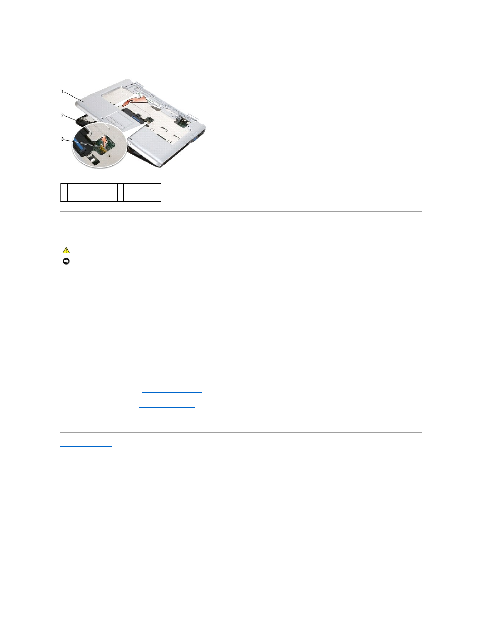 Replacing the palm rest | Dell Inspiron 1520 (Mid 2007) User Manual | Page 56 / 66