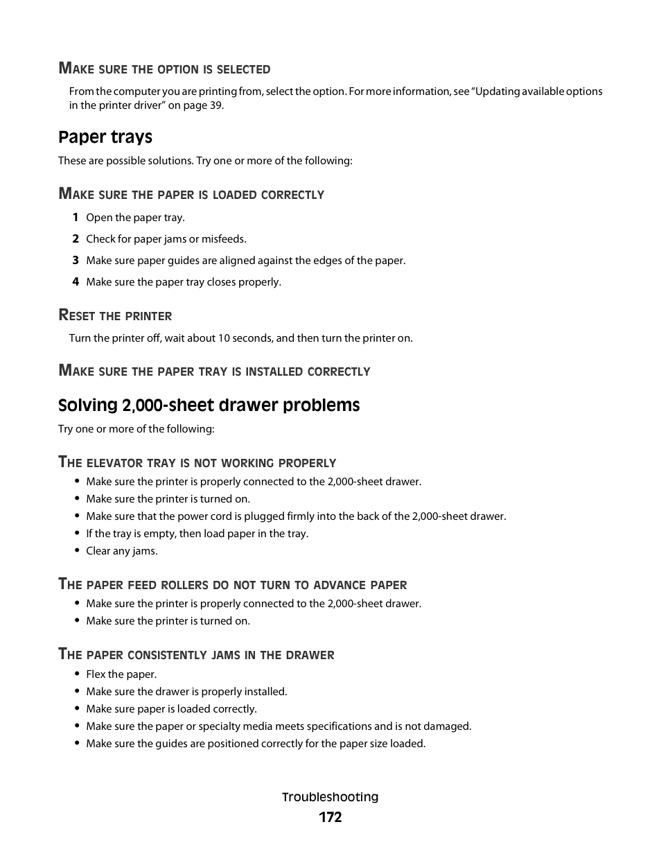 Paper trays, Solving 2,000-sheet drawer problems, Paper trays solving 2,000-sheet drawer problems | Dell 5350dn Mono Laser Printer User Manual | Page 172 / 193