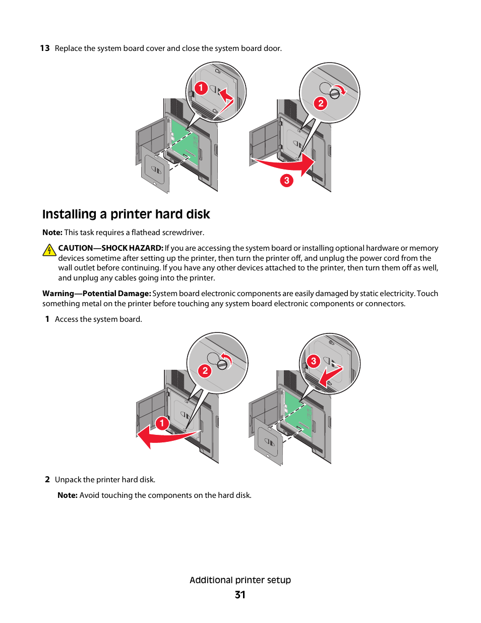 Installing a printer hard disk | Dell 5350dn Mono Laser Printer User Manual | Page 31 / 193