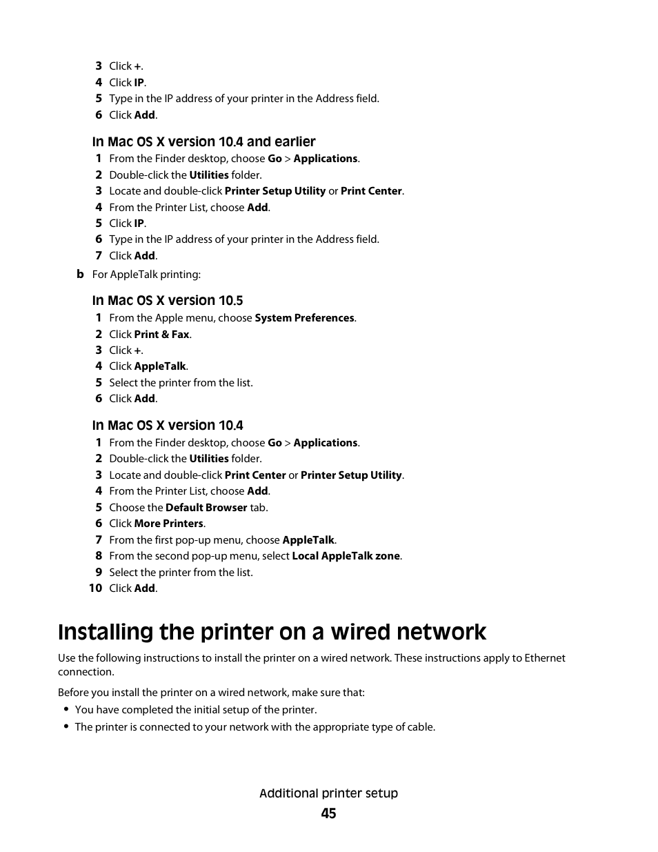 Installing the printer on a wired network | Dell 5350dn Mono Laser Printer User Manual | Page 45 / 193
