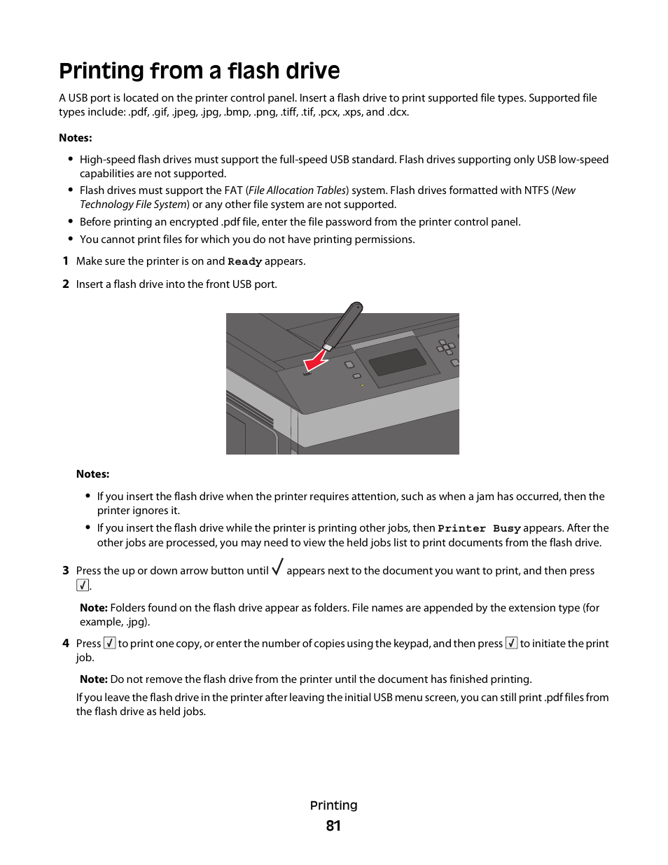 Printing from a flash drive | Dell 5350dn Mono Laser Printer User Manual | Page 81 / 193