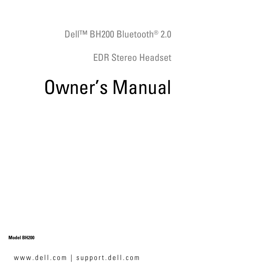 Dell BH200 Bluetooth 2.0 EDR Stereo Headset User Manual | 93 pages